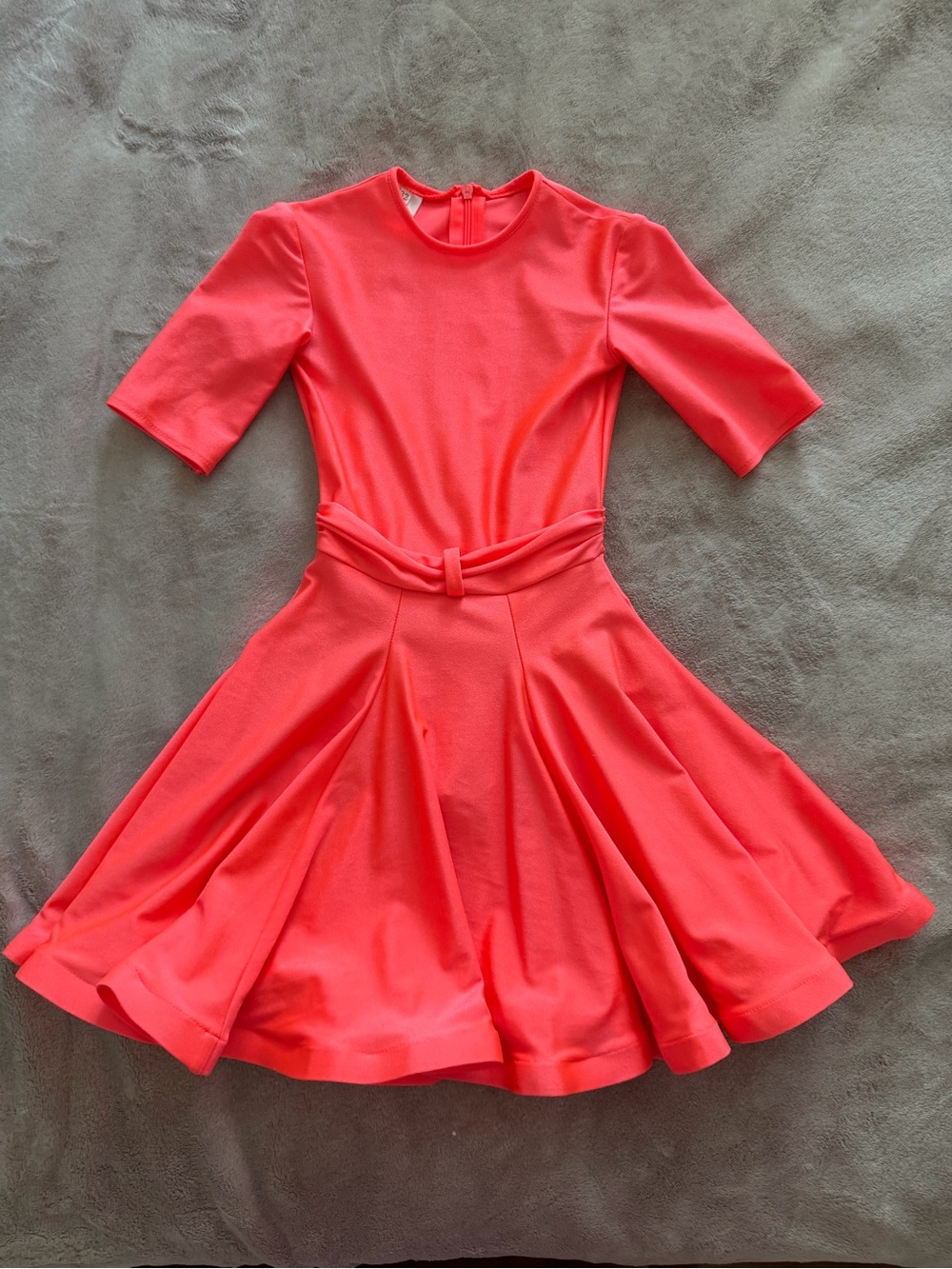 Latin Ballroom Girls Dress Solo Plus Coral Fit-and-Flare Belted. Size 5-6 years